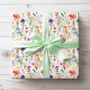 Wildflower Wrapping Paper: Floral Gift Wrap, Matte or Glossy Finish