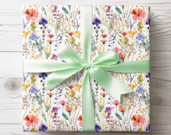 Nature Flower Wrapping Paper | Wildflower Gift Wrap | Mother’s Day Paper | 2 NEW Size Options | 2 Finishes