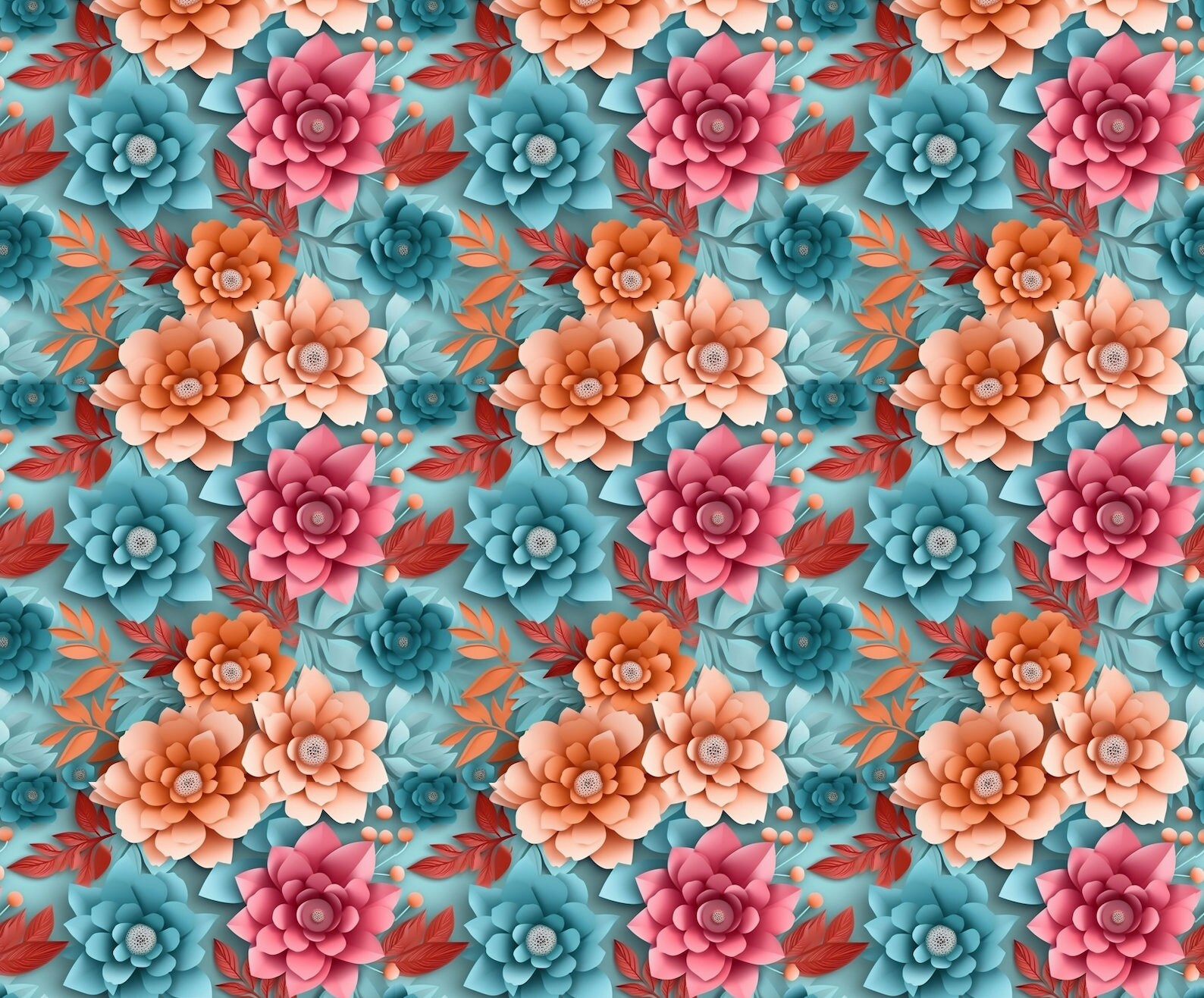 Seamless Floral Digital Paper Floral Scrapbook Paper Etsy