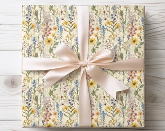 Vintage Wildflower Wrapping Paper | Vintage Gift Wrap | Mother’s Day Paper | 2 NEW Size Options | 2 Finishes