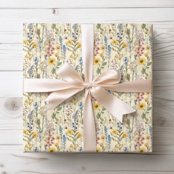 Vintage Wildflower Wrapping Paper | Vintage Gift Wrap | Mother’s Day Paper | 2 NEW Size Options | 2 Finishes