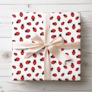 Sweet Ladybug Wrapping Paper | Nature Gift Wrap | Baby Shower Gift Wrap | 2 Size Options | 2 Finishes