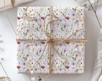 Wildflower Botanical Wrapping Paper | Chic Gift Wrap | Luxury Gift Packaging | 2 NEW Sizes | 2 Finishes