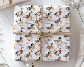 Watercolor Mallard Duck Wrapping Paper | Father's Day Gift Wrap | Nature Wrapping Paper | 2 Size Options | 2 Finishes