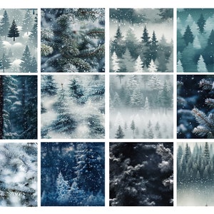 Snowy Winter Trees Seamless Digital Paper Snow Scrapbook Paper ...