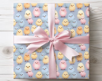 Cute Baby Chick Wrapping Paper | Spring Gift Wrap | Baby Shower Wrapping Paper | 2 Size Options | 2 Finishes