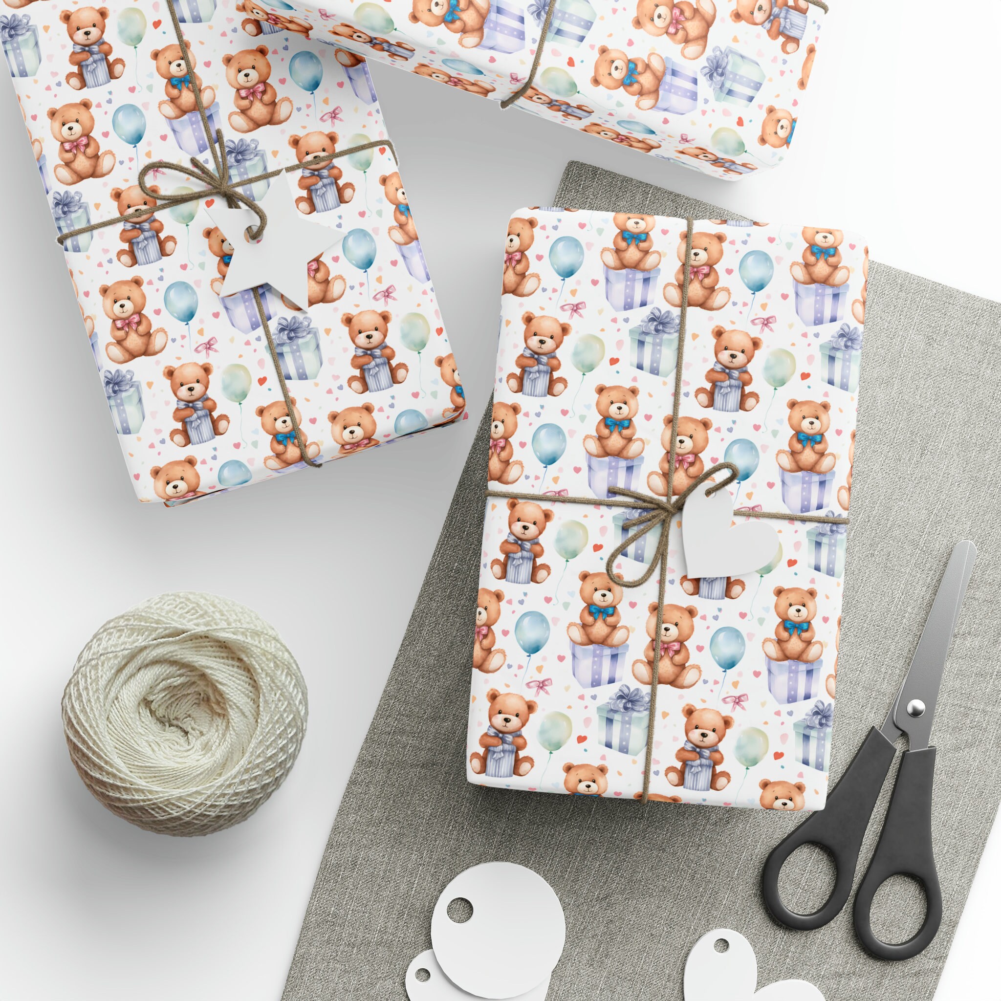 5 Rollos Papel Regalo Cumpleaños - 43x300 Cm - Con Cinta Y Cuerda De Yute - ¡Envoltura Bonita Y Fácil!