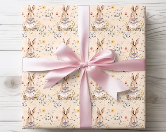 Sweet Vintage Rabbit Wrapping Paper | Baby Shower Gift Wrap | Birthday Wrapping Paper | 2 Size Options | 2 Finishes