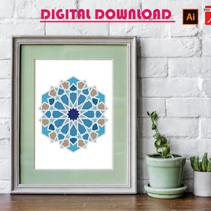 Geometric Moroccan Colouring Page - Digital Download Islamic Art - Crafts Wall Art Digital ...
