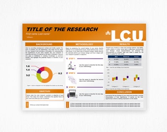 Professional University Research Scientific Display / A0 Academic Poster Template Landscape/ Orange White / PowerPoint .pptx DIGITAL /
