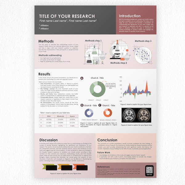 Academic Poster Template A0 / PowerPoint layout for scientific conference / Study abstract presentation / pptx DIGITAL /