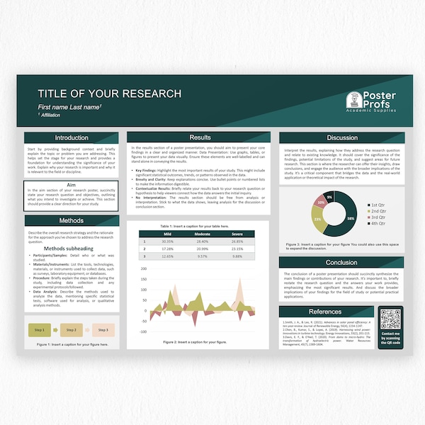 Professional University Research Scientific Conference/ A0 Academic Poster Template Landscape / modern light / PowerPoint .pptx DIGITAL /