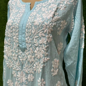 Modal Cotton Kurti with Lucknow Chikankari,  Lucknow Kurti, Chikankari Kurti, Festive Wear, Ethnic Wear, Kurti, Gift for her, Plus size