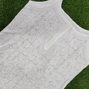 Chikankari Short Top: Lucknowi Resham Thread Embroidered Cami