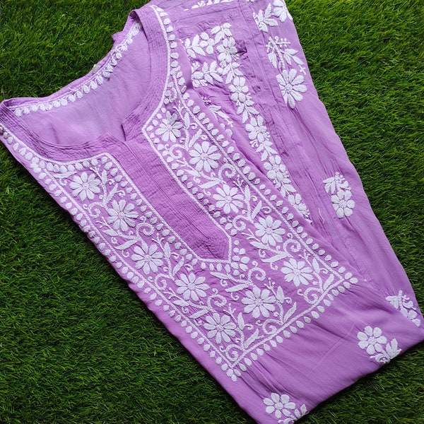 Pure Modal Kurti Palazzo Set with Chikankari, Chikankari Kurti,Ethnic Wear,Gift for her, Purple palazzo set,Modal Kurti,Lucknavi Kurti