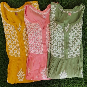 Modal Lucknow Chikankari short top,Lucknavi short top, Chikankari top, Festive Wear, Ethnic Wear, Trendy Kurti,Pink chikankari top,plus size
