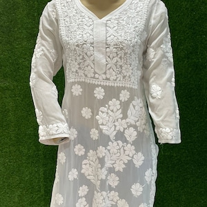 Pure Viscous Premium Kurti con Lucknow Chikankari, Lucknow Kurti, Chikankari Kurti, Ropa festiva, Ropa étnica, Kurti de moda, Regalo para ella