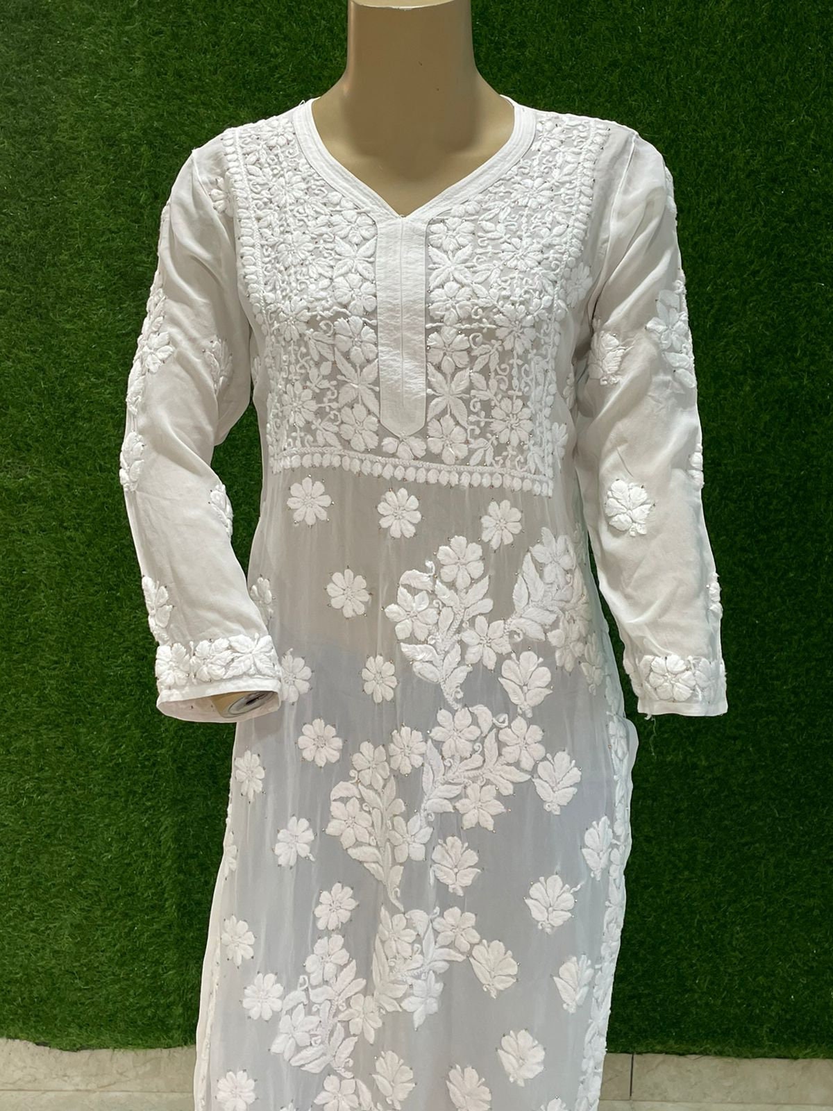 Chikan embroidery kurtis hot sale