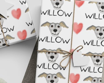 Valentines Day Custom Wrapping Paper Using Pet Name Personalized Whippet Wrapping Paper Dog Gift Wrapping Pet Gift Wrap Dog Name Wrapping