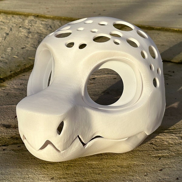 Base de tête de fursuit V2 en osier imprimée en 3D avec mâchoire articulée, déguisement de bête en osier personnalisable pour fourrure