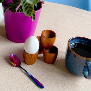 Vintage Swedish Teak Egg Cups - Karl Holmberg Äkta Teak