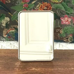 Small rectangular barber&#39;s mirror with chrome-plated steel frame, 17 x 12 cm