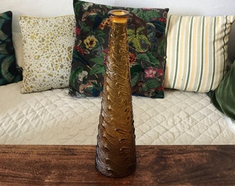 Carafe d'Empoli en verre moulé ambré