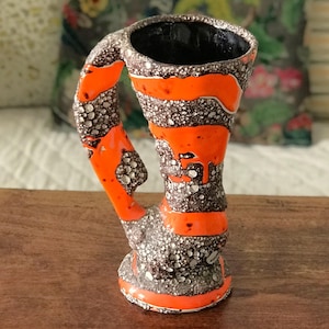 Oranje en dikke lava Vallauris keramische vaas of kan