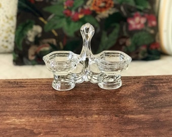 Salière et poivrière en cristal moulé années 50 60