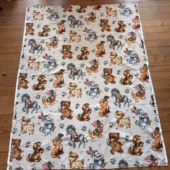 Coupon De Tissu Enfant Martine (1996) 80x126 Cm - Coton Multicolore - Occasion Parfait état