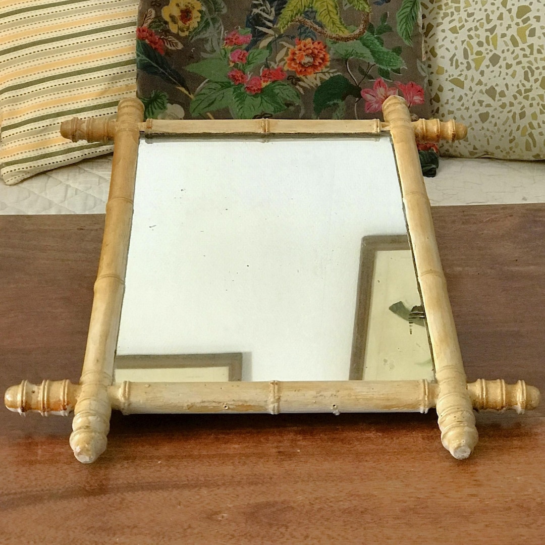Rectangular Mirror With a Bamboo-effect Wooden Frame, 56 X 42 Cm, Circa ...