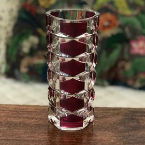 Two-tone purple and colorless Windsor vase by J.C. Durand for Luminarc