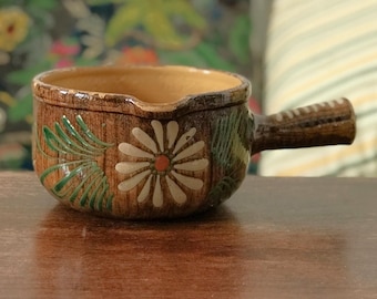 Vintage LANDERT 22 Fondue Pot Serveware Green Glazed Swiss