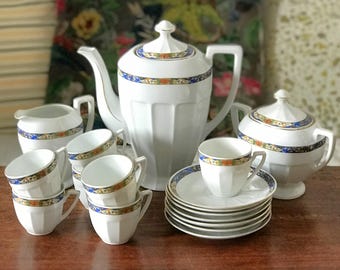 Set da caffè in porcellana cecoslovacca vintage Victoria China