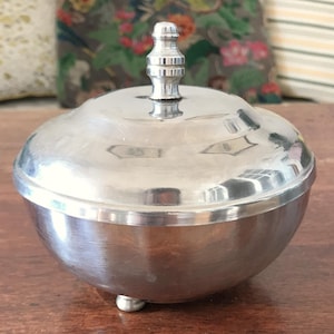 Sucrier vintage tripode en métal chromé