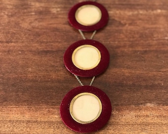 Set of 3 small red velvet photo lockets