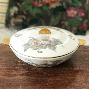 Sopera o sopera Art Déco ULIM de porcelana de Limoges con decoración de flores de amapola