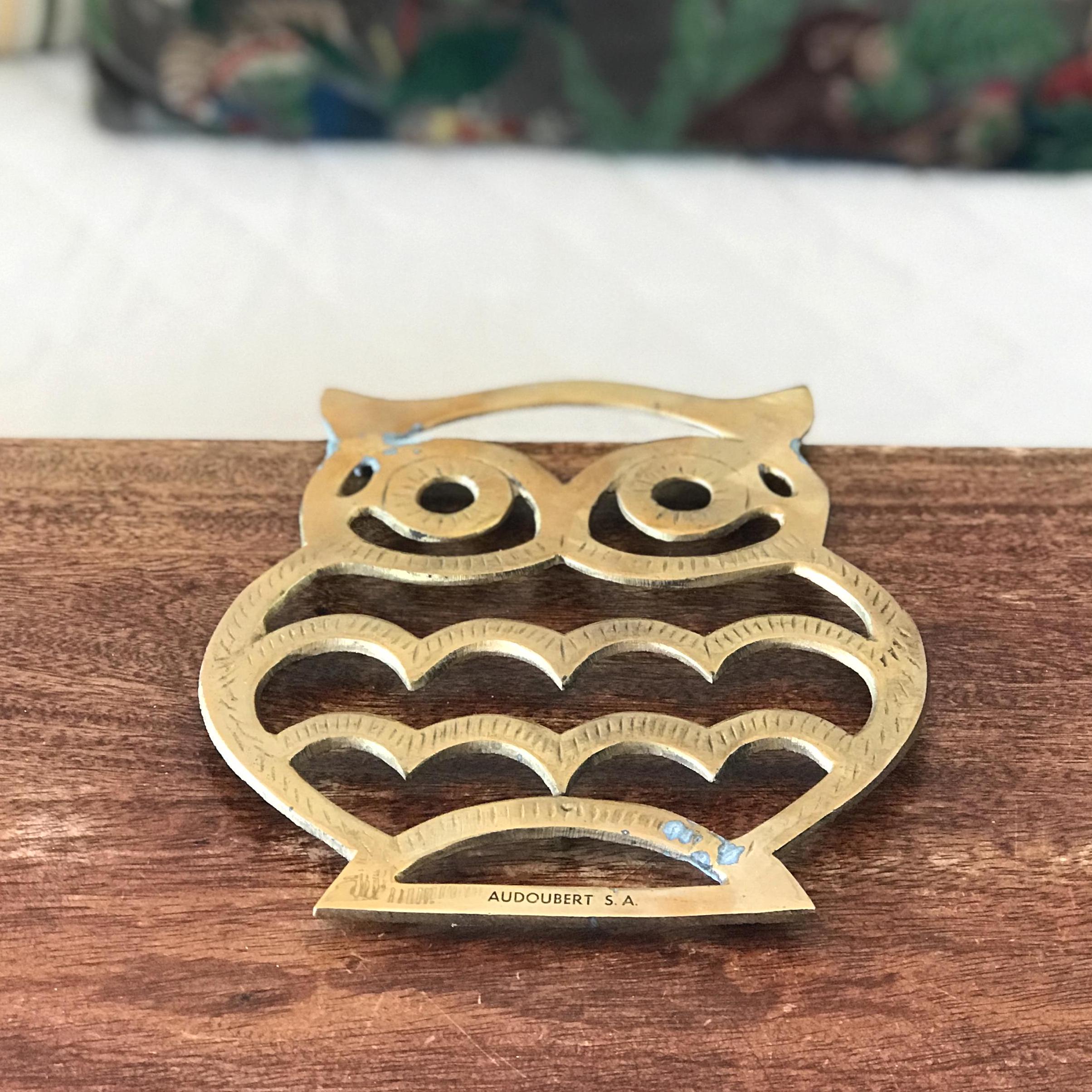 🦉 Dessous De Plat Vintage Chouette En Métal Doré – Déco Rétro Pour Ta Table