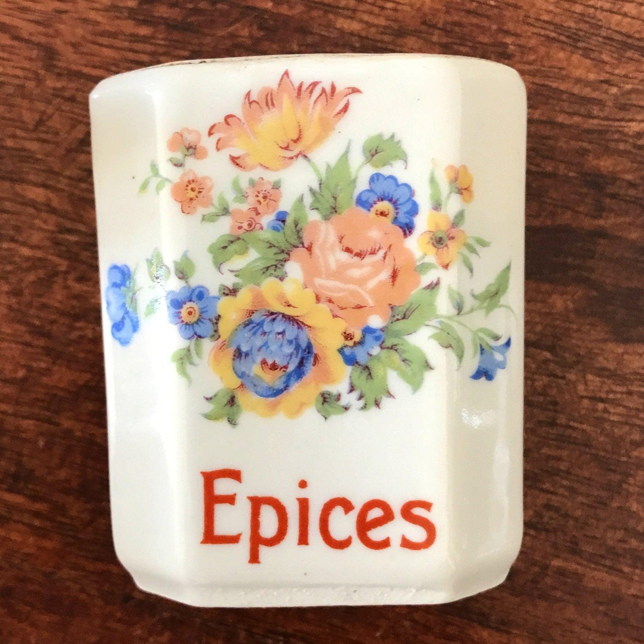 上質な陶器と色とりどりの花の装飾が施されたスパイス瓶 4 個セット