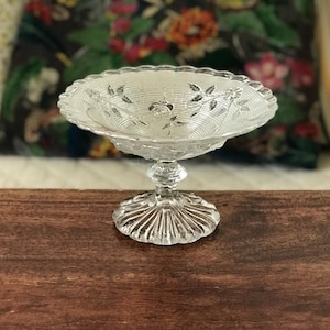Small footed bowl with floral motifs in molded glass