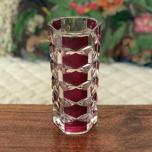 Vase bicolore violet et incolore modèle Windsor de J.C. Durand pour Luminarc