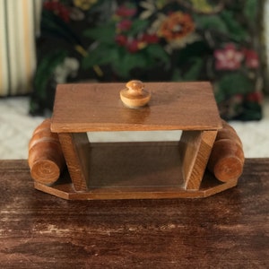 Boîte à biscuits / bonbonnière en bois et verre style Art Déco
