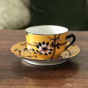 Large teacup and matching saucer in Limoges porcelain