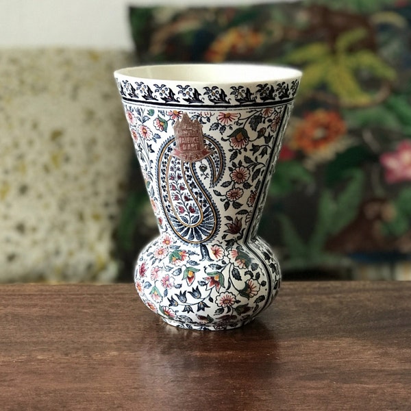 Vase en faïence de Gien décor Cachemire ou Bothée