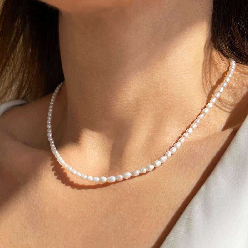 Freshwater Pearl Choker Necklace Cute Pearl Necklace Dainty Pearl Choker Small Natural Pearl Necklace image 1