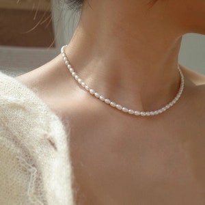 Freshwater Pearl Choker Necklace Cute Pearl Necklace Dainty Pearl Choker Small Natural Pearl Necklace Bild 2