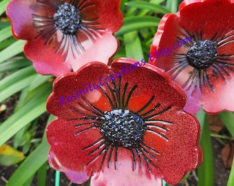 Handmade Epoxy Resin Garden Poppy - Weatherproof Remembrance Decor