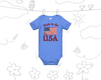 Gemaakt in de VS, Onafhankelijkheidsdag, Amerikaans patriottisch, 4 juli, Amerikaans, patriottisch, Veteranendag, Memorial Day, VS, Baby Onesie