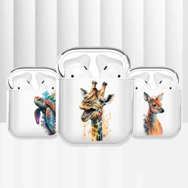 Trendy watercolor Design Headphone Case Wildlife Protective Cover for Airpods 3 2 Pro Galaxy Buds Live Beats Fit Studio WF