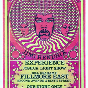 Jimi Hendrix Fillmore Poster – Vintage 60s Rock Art – 11x17 Concert Print – Psychedelic Music Decor